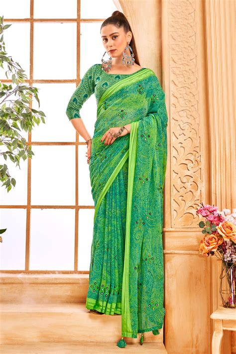 Buy Pastel Green Chiffon Saree online-Karagiri
