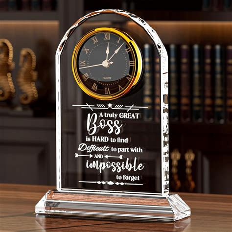Amazon.com: Ornalrist Boss Gifts for Men Women Crystal Clock, Gifts for Retirement Female Boss ...