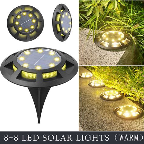 4 PCS Solar Ground Lights,LED Solar Lights,Solar Floor Lights,Upgraded ...