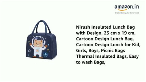 Watch Nirush Insulated Lunch Bag with Design, 23 cm x 19 cm, Cartoon ...