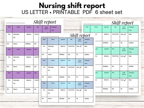 Nurse Report Sheet, Shift Report, Nurse Brain, Med Surg, Icu, Tele ...