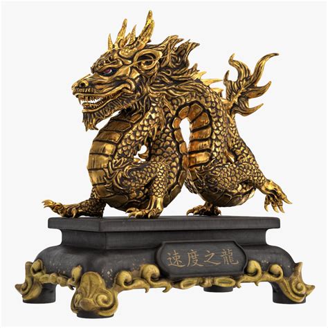 3D Model Gold Chinese Dragon Statue - TurboSquid 1981975