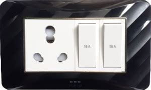 Cona Smyle MODULAR PLATE SIZE-4M ( COLOR-BLACK ) WITH 2 MODULAR SWITCH ...