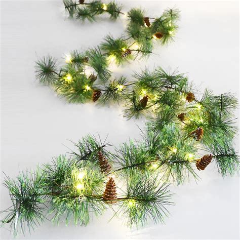Amazon.com: Chuangdi 6ft Christmas Norfolk Pine Garland Lighted Pre-Lit ...