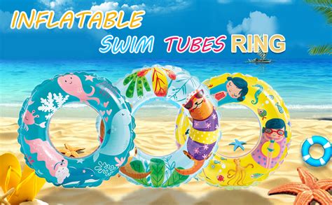 Prime Cartoon Print Inflatable Swim Ring Blow Up Floating Tube Cartoon ...