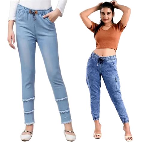 Buy NYCTashan Combo of 2 Womens Designer Casual Mid Waist Jeans and ...