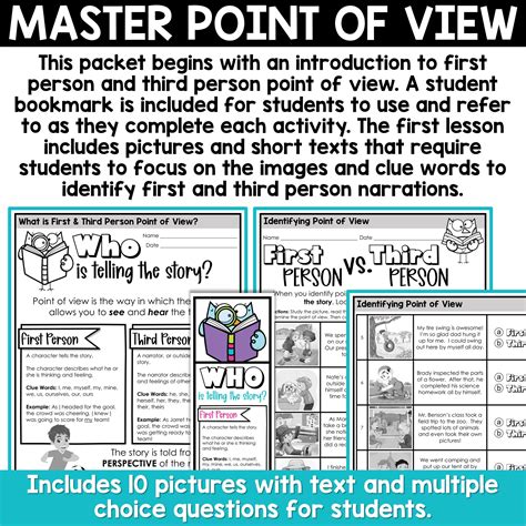 First and Third Person Point of View Worksheets and Activities ...