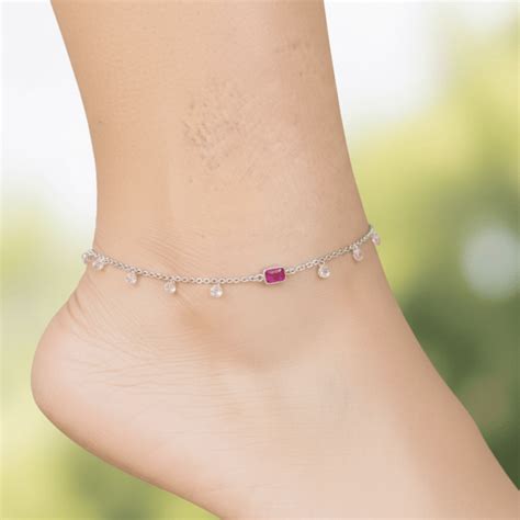 925 Sterling Silver Ruby Bloom Anklets – The Aarna Jewels