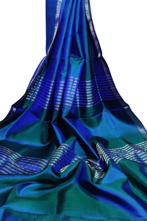 Exquisite Green & Blue Bishnupur Silk Saree - Pure Elegance