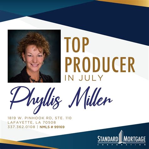 Congratulations to our top producer in July, Phyllis Miller! | Standard ...