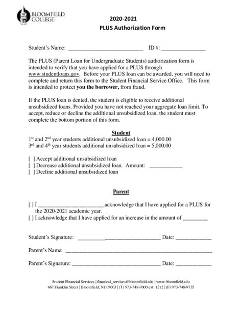 Fillable Online PARENT LOAN REQUEST AND AUTHORIZATION STATEMENT Federal ...