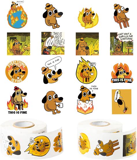 Amazon.com: 1000Pcs This is Fine Dog Stickers, 2Rolls Dog On Fire ...