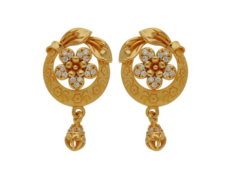 Sree Kumaran | Glittering Floral Leaf Gold Earring Drops