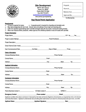 AZ Haul Route Permit Application - City Of Peoria 2016-2025 - Fill and ...