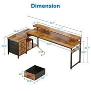 KKL 55 inch L Shaped Computer Desk with Drawers & Power India | Ubuy
