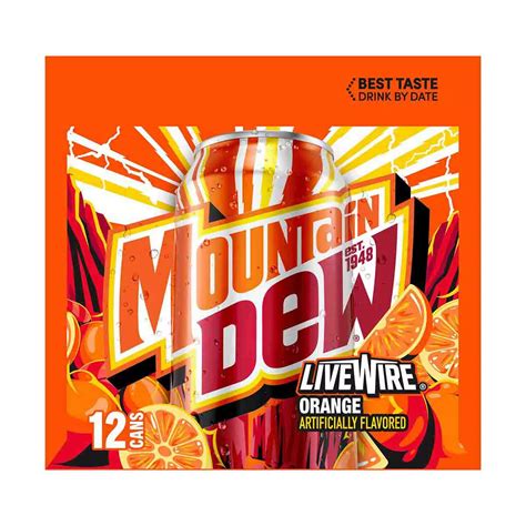 Buy Mountain Dew Live Wire Orange Soda, 12 fl oz Cans, 12 pk from ...