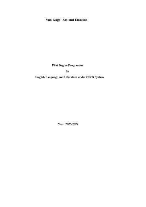 Dissertation on Van Gogh: Art and Emotion - BA English Literature (2023 ...