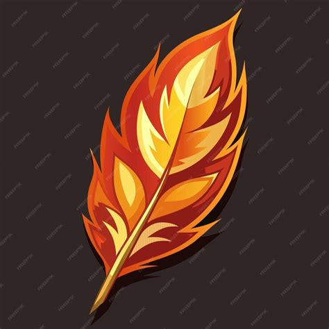 A drawing of a feather with a yellow and orange pattern | Premium Vector