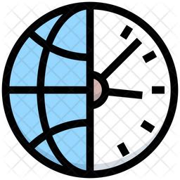 World Clock Icon - Download in Colored Outline Style