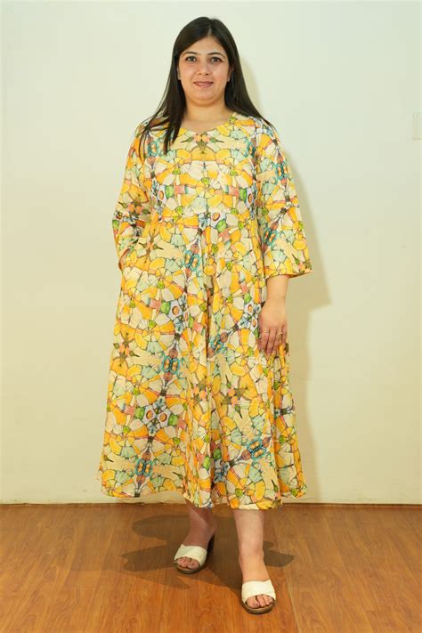 Tangy Red Foiled Chiffon Dress - Apella