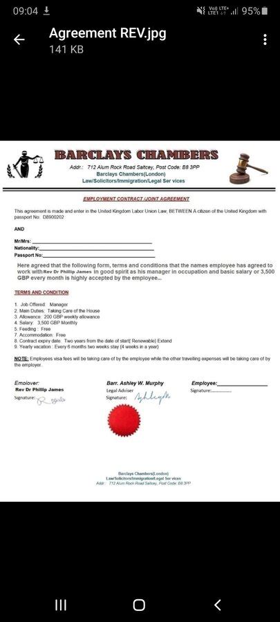 Barclays Chambers — Fake job offer letter