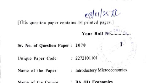 BA (H) Economics I Sem 2024-25: Introductory Microeconomics QP - Studocu