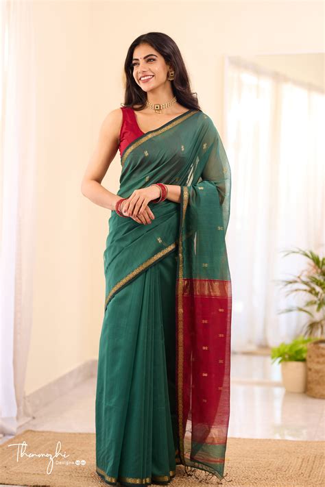 Shop Black Maheshwari Silk Cotton Handloom Saree Online for Women