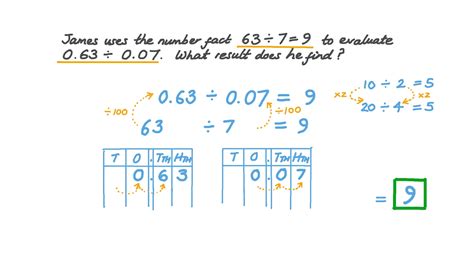 Question Video: Dividing Two Decimal Numbers Using the Numbers’ Facts ...