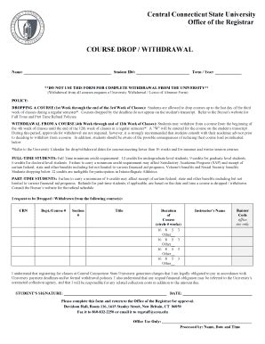 Fillable Online docs ccsu Course Drop Withdrawal.docx Fax Email Print ...
