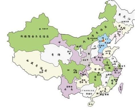 求一张只有只有各省名称及其省会的中国地图_百度知道