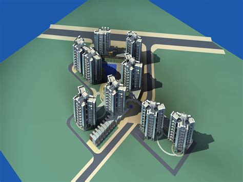 大连某住宅小区3dmax 模型下载-光辉城市