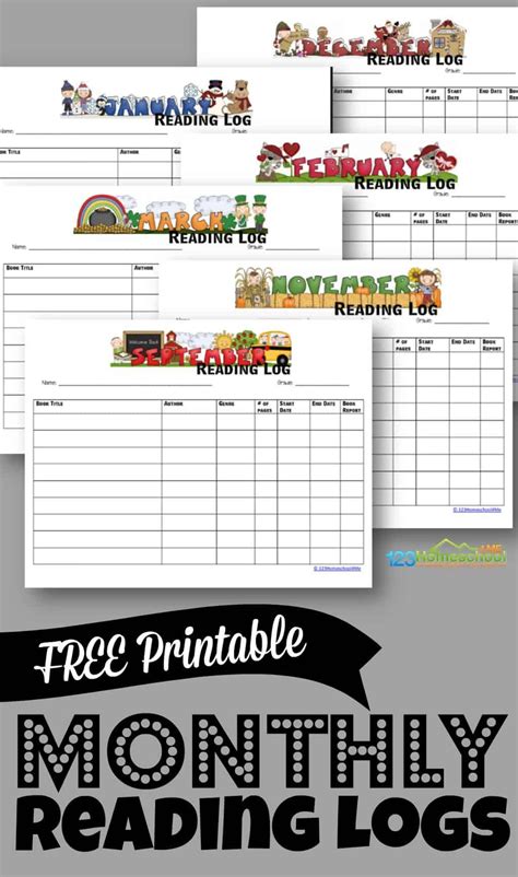 Monthly Reading Log Printable - Educational Printable Worksheets