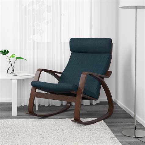 POÄNG Rocking-chair - brown/Hillared dark blue - IKEA