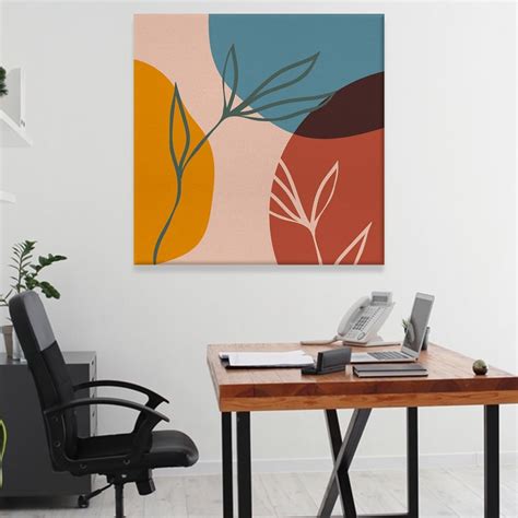 Scarlet Embrace Bohemian Leaves Canvas Wall Painting (36 x 36 Inches ...