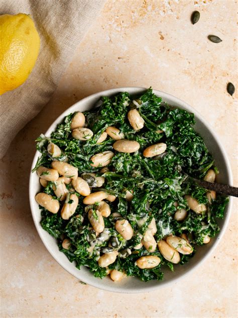 Kale and White Bean Salad with Lemon Tahini Dressing | More Plants ...