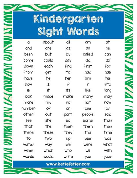Words Kindergarteners Should Know