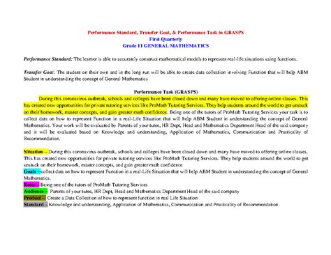 Image result for Performance Task in Gen Math