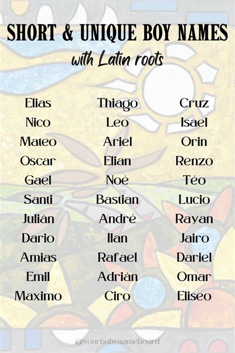 Short and Unique Baby Boy Names | Baby boy names, Boy names spanish ...