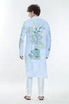 Buy Blue Linen Embroidery Botanic Print Kurta For Men by Anamika Khanna ...