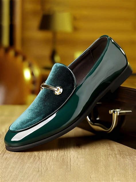 European & American Style Slip-On Loafers, Men's Shiny Patent Leather ...