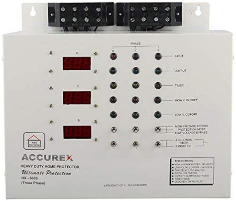 Accurex HX-6000 Three Phase Home Voltage Protector (Grey) for Entire ...
