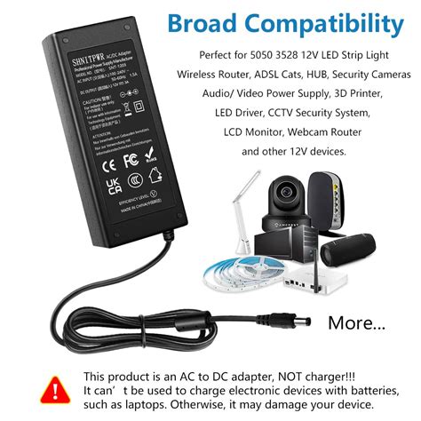 Buy SHNITPWR 12V 3A Power Supply Adapter 100V~240V AC to DC 12 Volt 3 ...