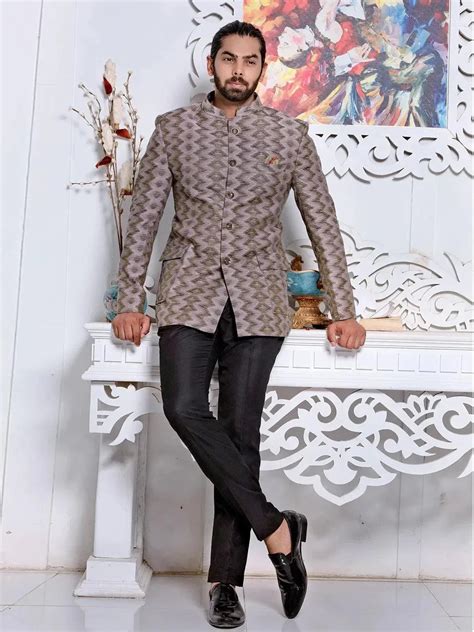 Mod Dark Grey Color Cotton Men's Designer Jodhpuri Suit - VJV Now - India