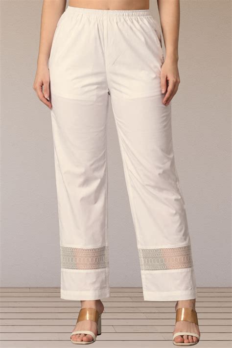 Buy Plus Size Icy White Detailed Palazzo Pants | Apella - The XS to ...