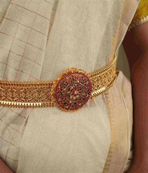 Amithi Silver Hip Belt with Red & Green Kundan – DivasMantra Chennai