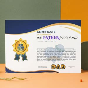 AanyaCentric Self Fill-in World Best Father Certificate 11.7x8.3inch A4 ...