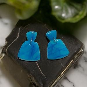 Accessher Stunning Fresh Blue Marble Textured Statement Dangle Earrings ...