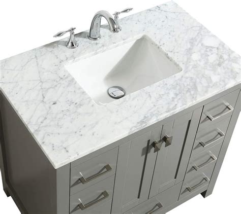 Eviva Grey Premier Bathroom Vanity with Carrara India | Ubuy