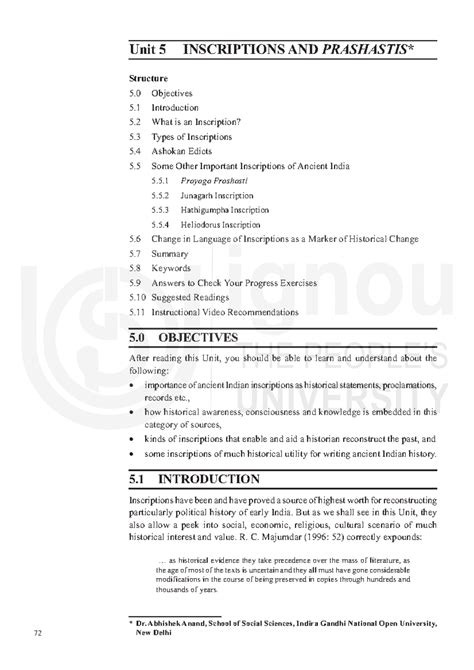 Unit-5 - Lecture notes - Past and History Unit 5 INSCRIPTIONS AND ...