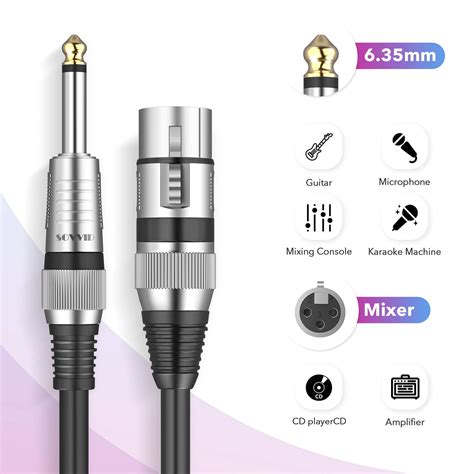 XLR Female to 1/4 inch - Sovvid 6.35mm TS Mono Jack Unbalanced ...